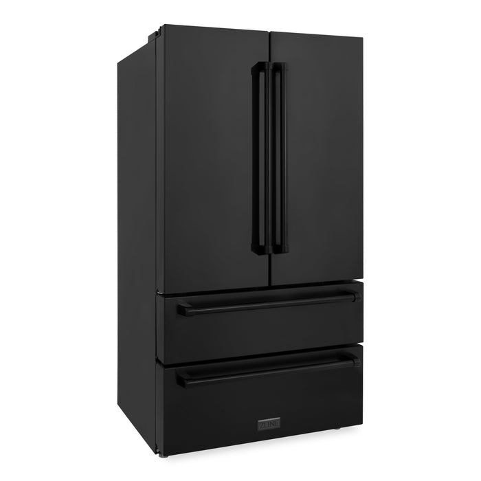 ZLINE 36 in. Freestanding French Door Refrigerator with Ice Maker in Black Stainless Steel (RFM-36-BS)