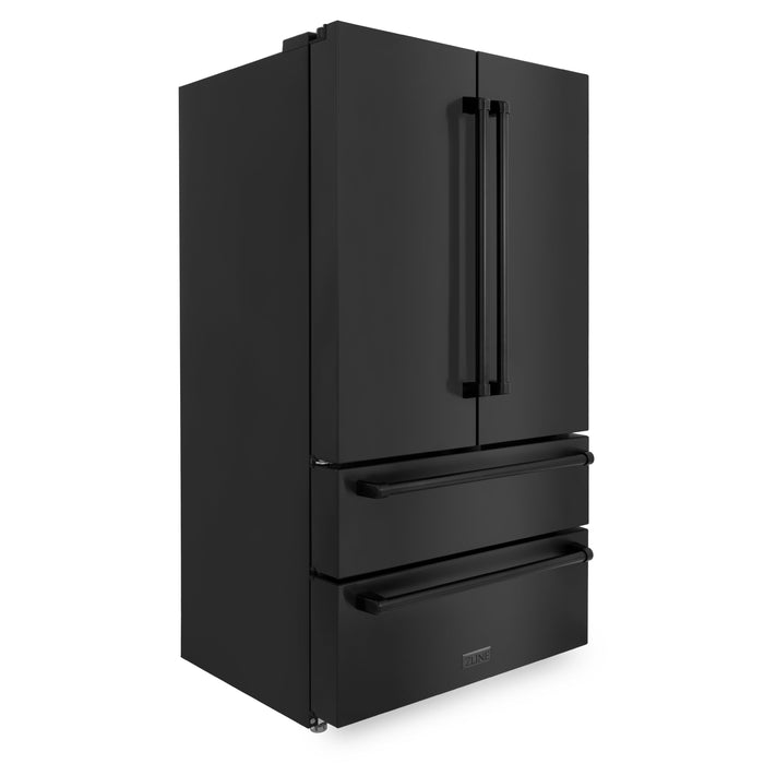 ZLINE 36 in. Freestanding French Door Refrigerator with Ice Maker in Black Stainless Steel (RFM-36-BS)