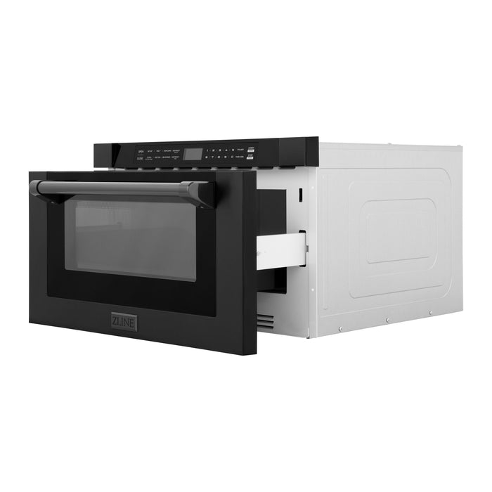 ZLINE 24 in. 1.2 cu. ft. Black Stainless Steel Built-in Microwave Drawer with a Traditional Handle (MWD-1-BS-H)