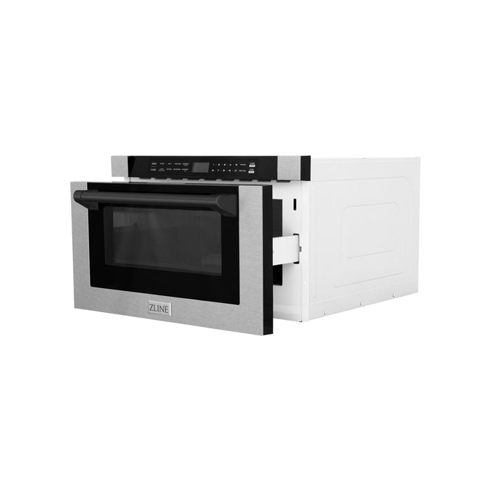 ZLINE Autograph Edition 24 in. Microwave in Fingerprint Resistant Stainless Steel with Traditional Handles and Matte Black Accents (MWDZ-1-SS-H-MB)