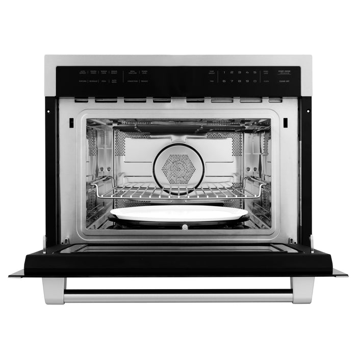 ZLINE Stainless Steel 24 in. Built-in Convection Microwave Oven and 30 in. Single Wall Oven with Self Clean (2KP-MW24-AWS30)