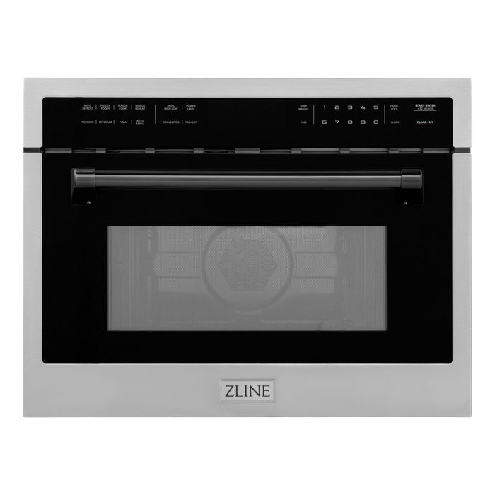 ZLINE Autograph Edition 24 in. 1.6 cu ft. Built-in Convection Microwave Oven in Stainless Steel with Matte Black Accents (MWOZ-24-MB)