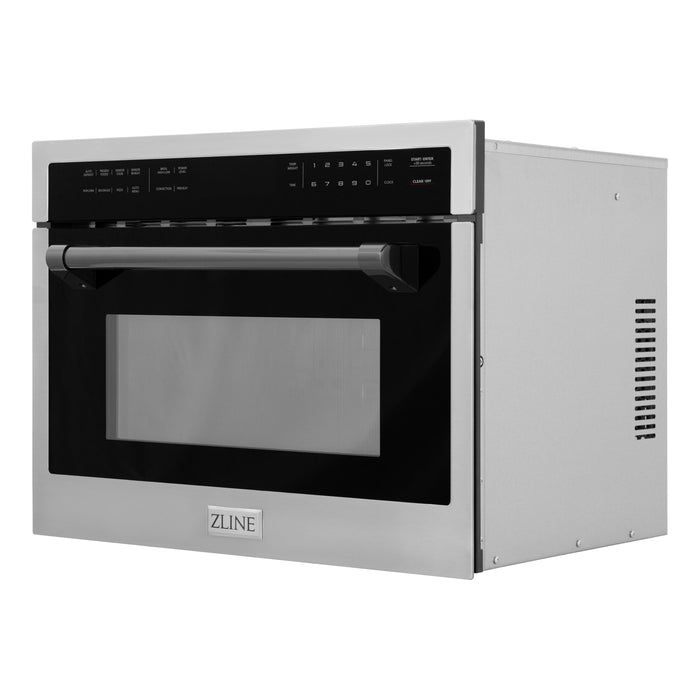 ZLINE Autograph Edition 24 in. 1.6 cu ft. Built-in Convection Microwave Oven in Stainless Steel with Matte Black Accents (MWOZ-24-MB)