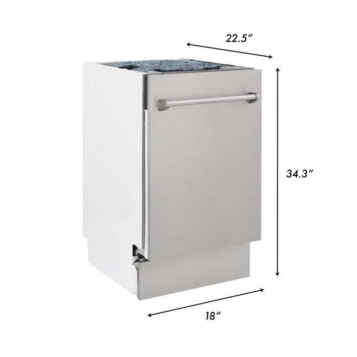 ZLINE 18 in. Tallac Series 3rd Rack Top Control Dishwasher in a Stainless Steel Tub and Panel, 51dBa (DWV-304-18)