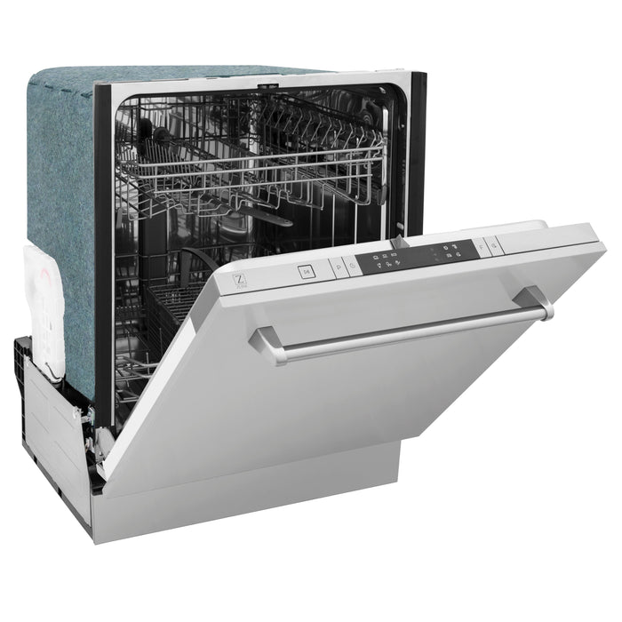 ZLINE 24 in. Top Control Dishwasher with Fingerprint Resistant Stainless Steel Panel and Traditional Style Handle, 52dBa (DW-SN-H-24)