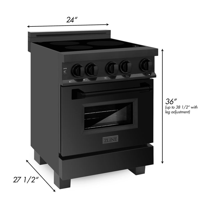 ZLINE 24 in. 2.8 cu. ft. Induction Range with a 3 Element Stove and Electric Oven in Black Stainless Steel (RAIND-BS-24)