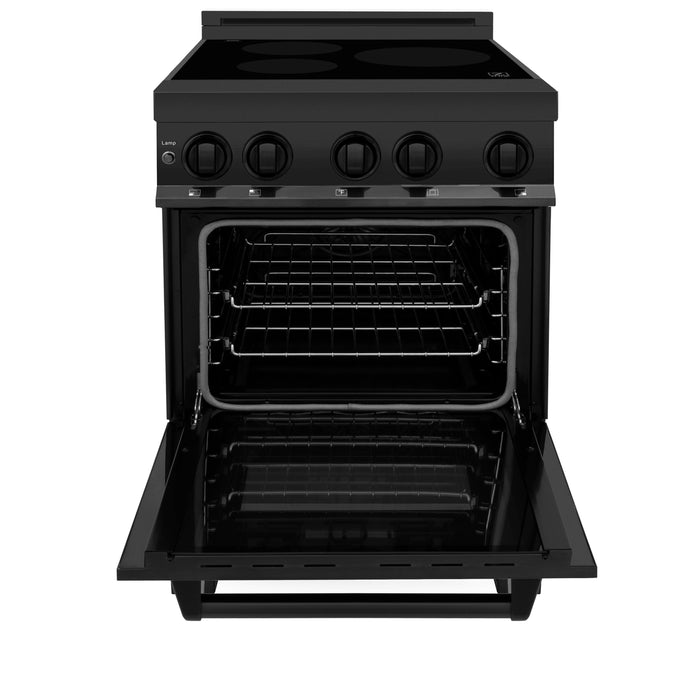 ZLINE 24 in. 2.8 cu. ft. Induction Range with a 3 Element Stove and Electric Oven in Black Stainless Steel (RAIND-BS-24)