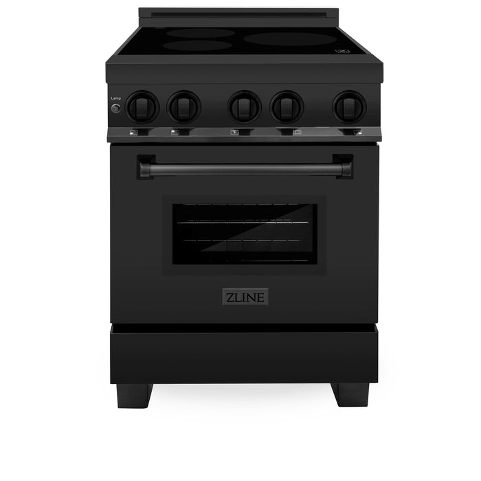 ZLINE 24 in. 2.8 cu. ft. Induction Range with a 3 Element Stove and Electric Oven in Black Stainless Steel (RAIND-BS-24)