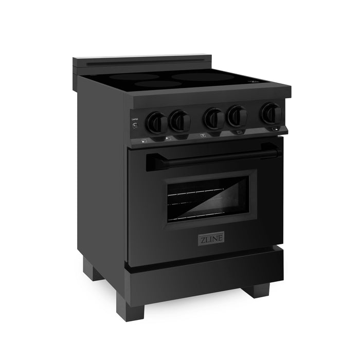 ZLINE 24 in. 2.8 cu. ft. Induction Range with a 3 Element Stove and Electric Oven in Black Stainless Steel (RAIND-BS-24)