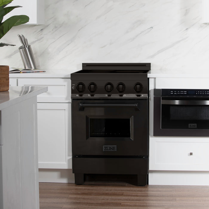 ZLINE 24 in. 2.8 cu. ft. Induction Range with a 3 Element Stove and Electric Oven in Black Stainless Steel (RAIND-BS-24)