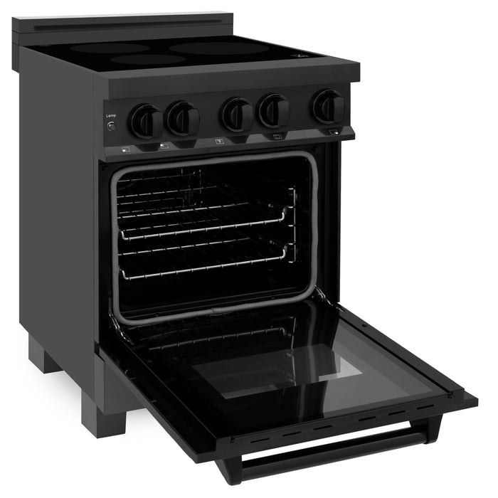 ZLINE 24 in. 2.8 cu. ft. Induction Range with a 3 Element Stove and Electric Oven in Black Stainless Steel (RAIND-BS-24)