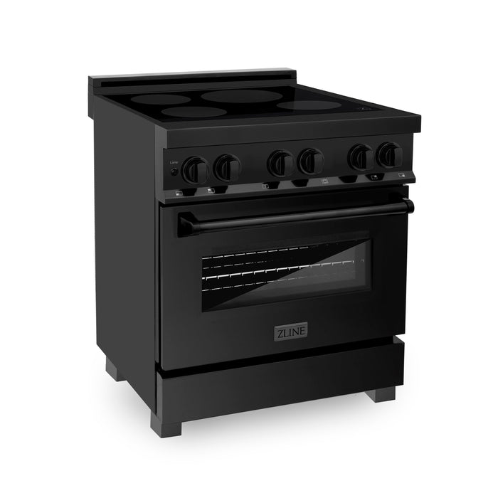 ZLINE 30 in. 4.0 cu. ft. Induction Range with a 4 Element Stove and Electric Oven in Black Stainless Steel (RAIND-BS-30)