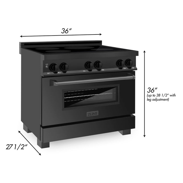 ZLINE 36 in. 4.6 cu. ft. Induction Range with a 4 Element Stove and Electric Oven in Black Stainless Steel (RAIND-BS-36)