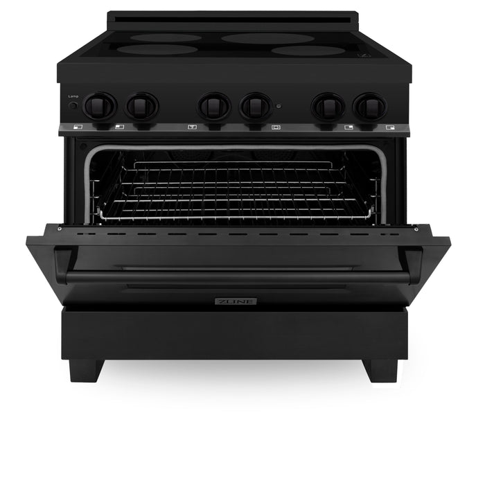 ZLINE 36 in. 4.6 cu. ft. Induction Range with a 4 Element Stove and Electric Oven in Black Stainless Steel (RAIND-BS-36)