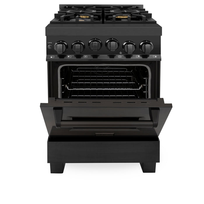 ZLINE 24 in. 2.8 cu. ft. Range with Gas Stove and Gas Oven in Black Stainless Steel (RGB-24)