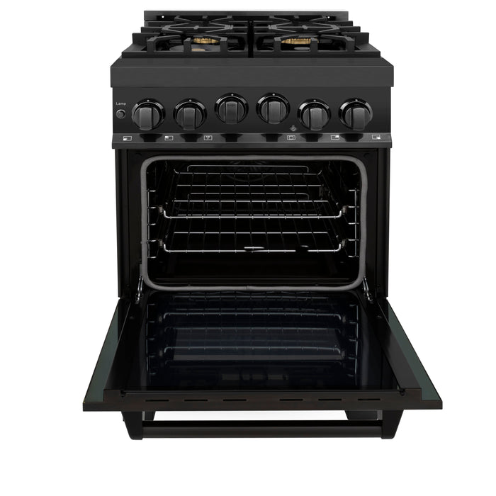 ZLINE 24 in. 2.8 cu. ft. Range with Gas Stove and Gas Oven in Black Stainless Steel (RGB-24)