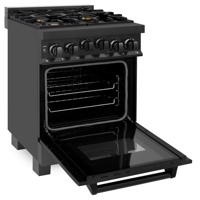 ZLINE 24 in. 2.8 cu. ft. Range with Gas Stove and Gas Oven in Black Stainless Steel (RGB-24)