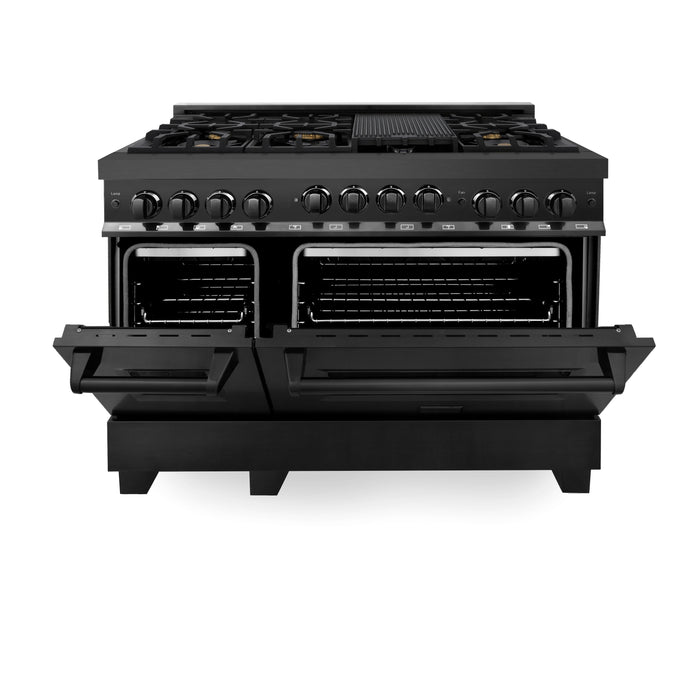 ZLINE 48 in. 6.0 cu. ft. Range with Gas Stove and Gas Oven in Black Stainless Steel (RGB-48)