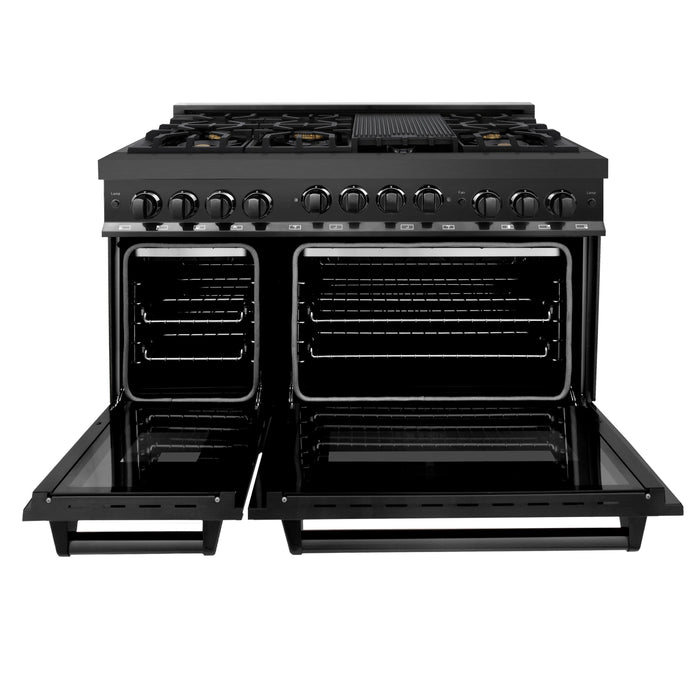 ZLINE 48 in. 6.0 cu. ft. Range with Gas Stove and Gas Oven in Black Stainless Steel (RGB-48)