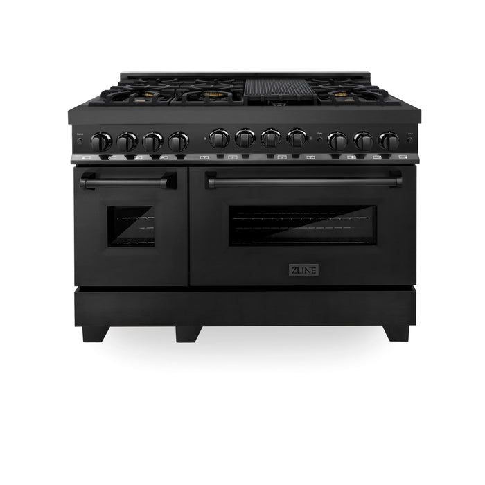 ZLINE 48 in. 6.0 cu. ft. Range with Gas Stove and Gas Oven in Black Stainless Steel (RGB-48)