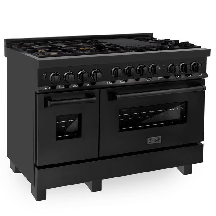 ZLINE 48 in. 6.0 cu. ft. Range with Gas Stove and Gas Oven in Black Stainless Steel (RGB-48)