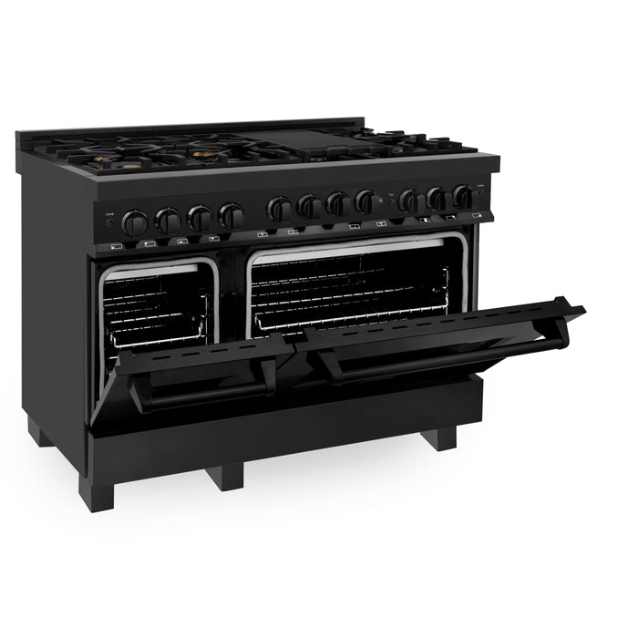 ZLINE 48 in. 6.0 cu. ft. Range with Gas Stove and Gas Oven in Black Stainless Steel (RGB-48)