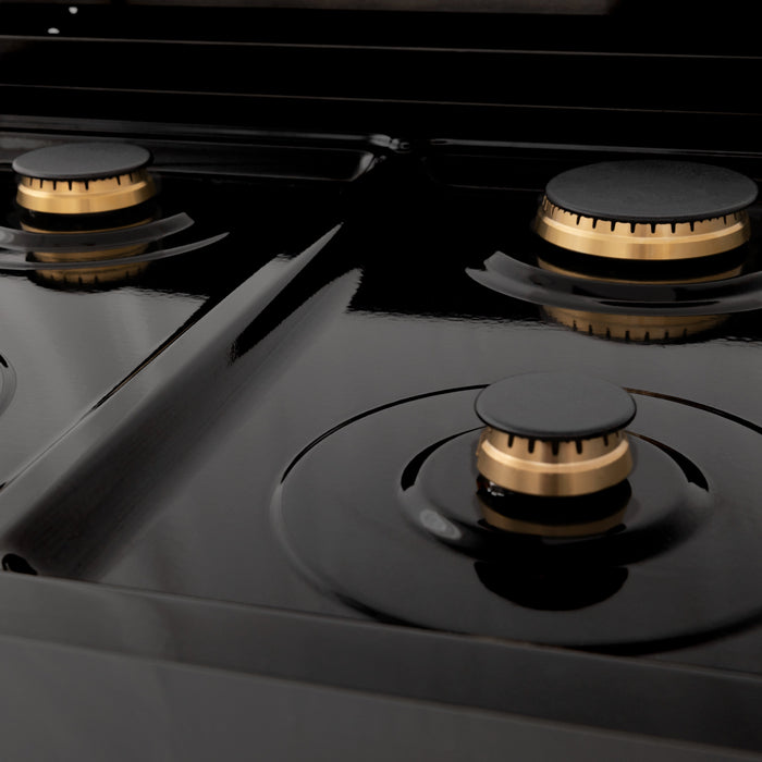 ZLINE 30 in. Porcelain Rangetop in Black Stainless with Brass Burners (RTB-BR-30)