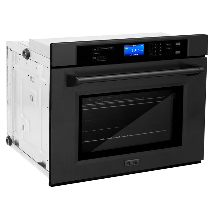 ZLINE 30 in. Professional Electric Single Wall Oven with Self Clean and True Convection in Black Stainless Steel (AWS-30-BS)