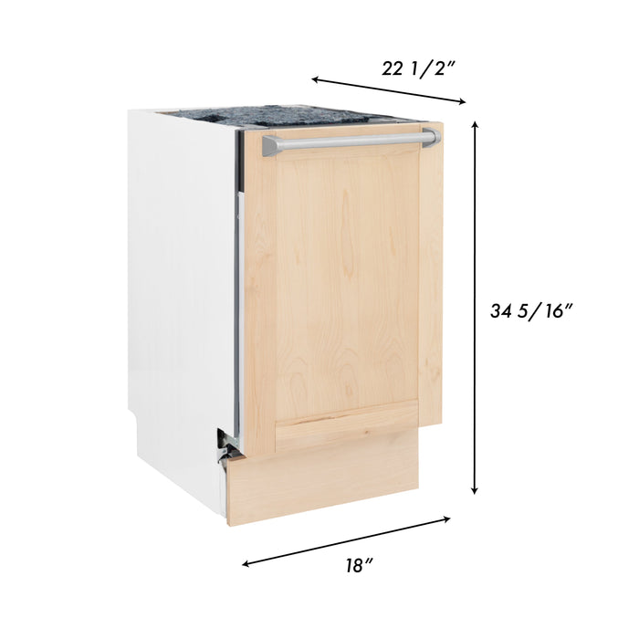 ZLINE 18 in. Tallac Series 3rd Rack Top Control Dishwasher in a Stainless Steel Tub with Unfinished Wooden Panel, 51dBa (DWV-UF-18)