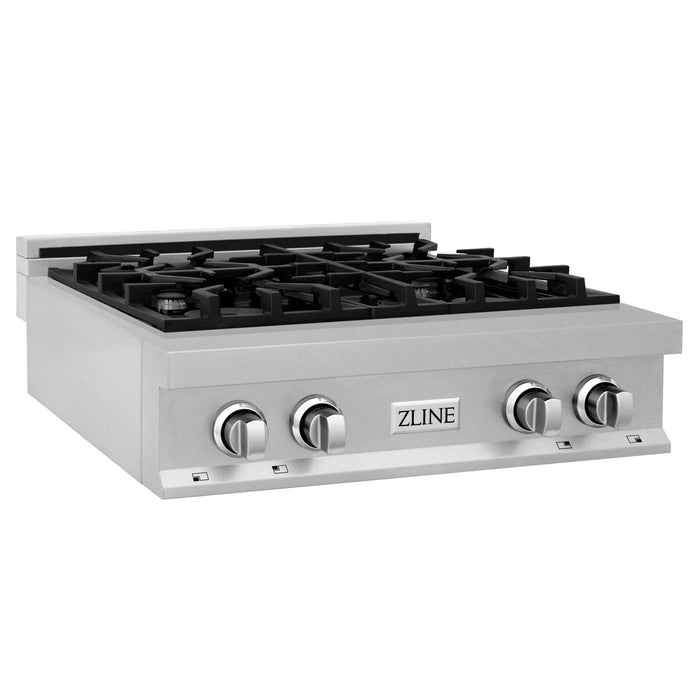 ZLINE 30 in. Porcelain Rangetop in DuraSnow Stainless Steel with 4 Gas Burners (RTS-30)