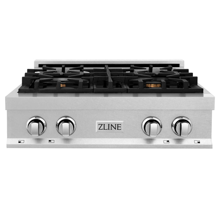 ZLINE 30 in. Porcelain Rangetop in DuraSnow Stainless Steel with 4 Gas Brass Burners (RTS-BR-30)