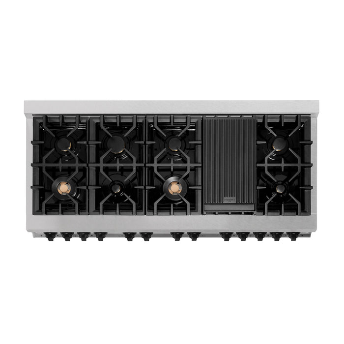 ZLINE Autograph Edition 60 in. 7.4 cu. ft. Dual Fuel Range with Gas Stove and Electric Oven in DuraSnow Stainless Steel with Matte Black Accents (RASZ-SN-60-MB)