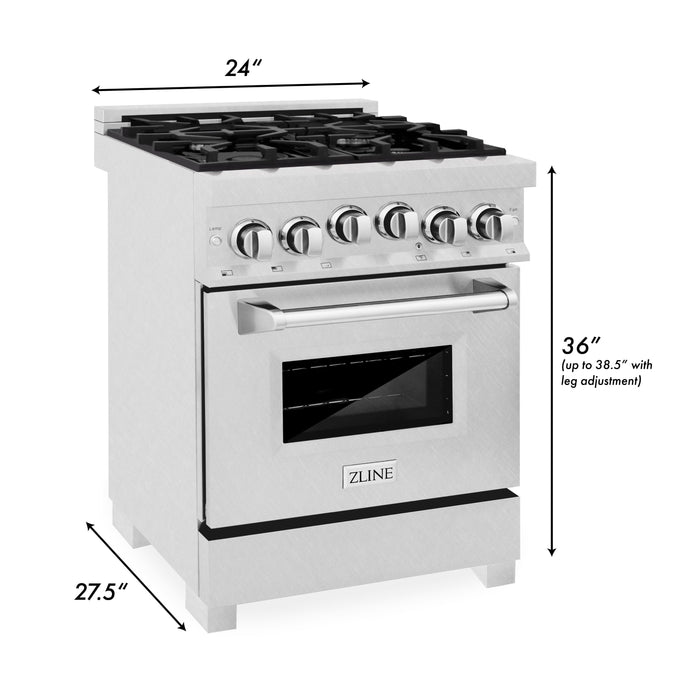 ZLINE 24 in. 2.8 cu. ft. Gas Oven and Gas Cooktop Range with Griddle in Fingerprint Resistant Stainless Steel (RGS-SN-GR-24)