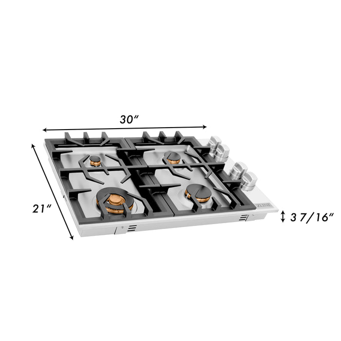 ZLINE 30 in. Drop In Cooktop with 4 Gas Brass Burners (RC-BR-30)