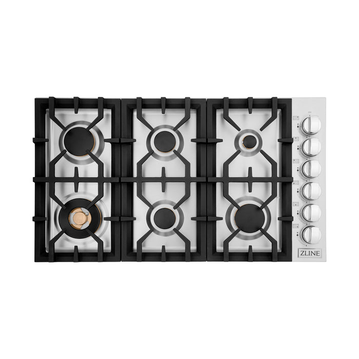 ZLINE 36 in. Dropin Cooktop With 6 Gas Brass Burners (RC-BR-36)