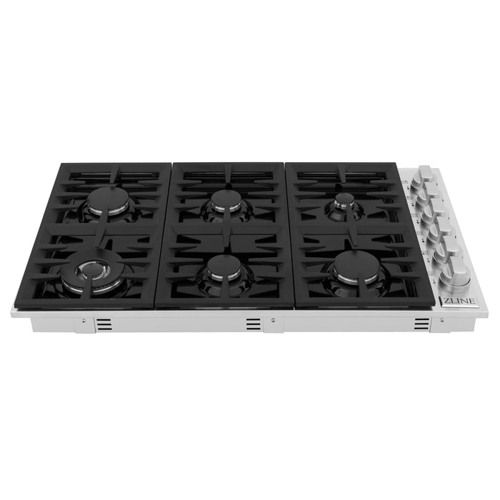 ZLINE 36 in. Dropin Cooktop with 6 Gas Burners and Black Porcelain Top (RC36-PBT)