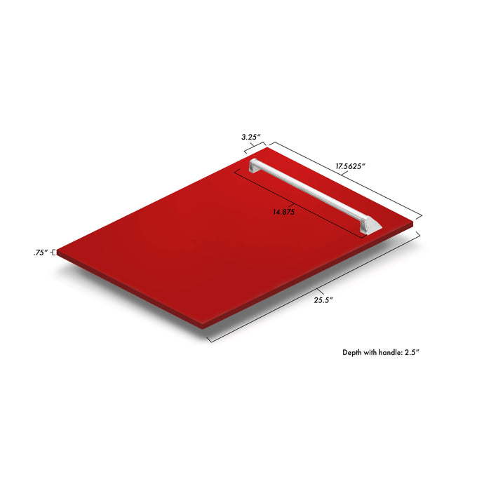 ZLINE 18 in. Tallac Series 3rd Rack Top Control Dishwasher in a Stainless Steel Tub with Red Matte Panel, 51dBa (DWV-RM-18)