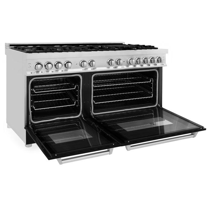 ZLINE 60 in. 7.4 cu. ft. Dual Fuel Range with Gas Stove and Electric Oven in Stainless Steel with Black Matte Door (RA-BLM-60)