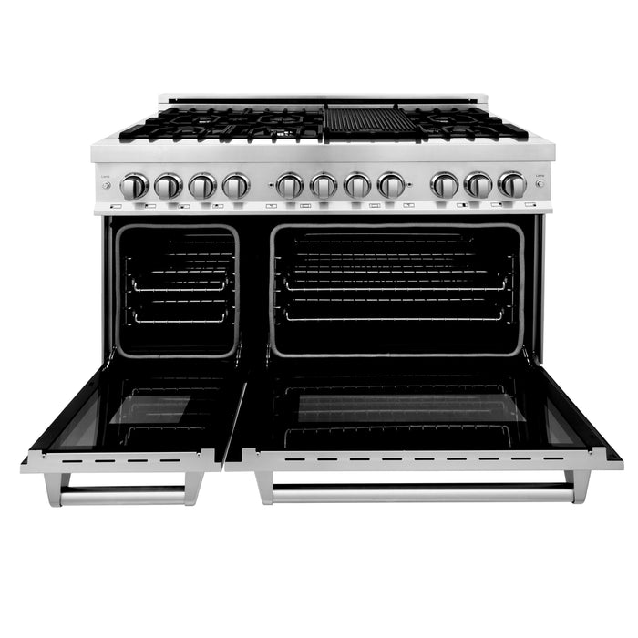 ZLINE 48 in. 6.0 cu. ft. Electric Oven and Gas Cooktop Dual Fuel Range with Griddle in Stainless Steel (RA-GR-48)