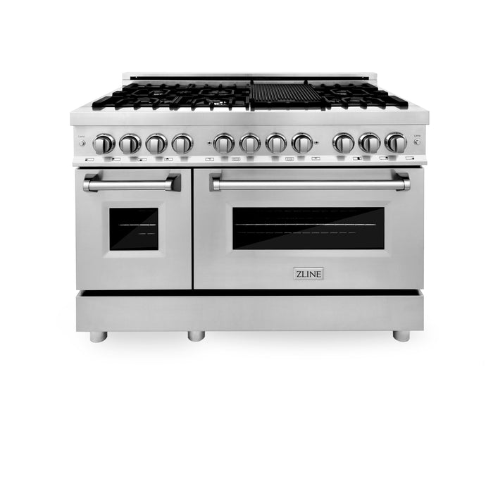 ZLINE 48 in. 6.0 cu. ft. Electric Oven and Gas Cooktop Dual Fuel Range with Griddle in Stainless Steel (RA-GR-48)