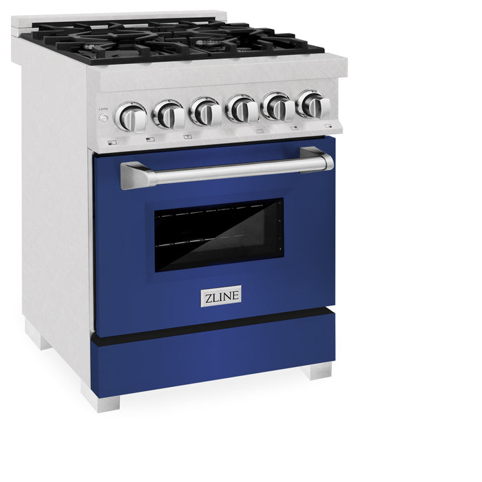 ZLINE 24 in. Professional Dual Fuel Range in Fingerprint Resistant Stainless Steel with Blue Matte Door (RAS-BM-24)