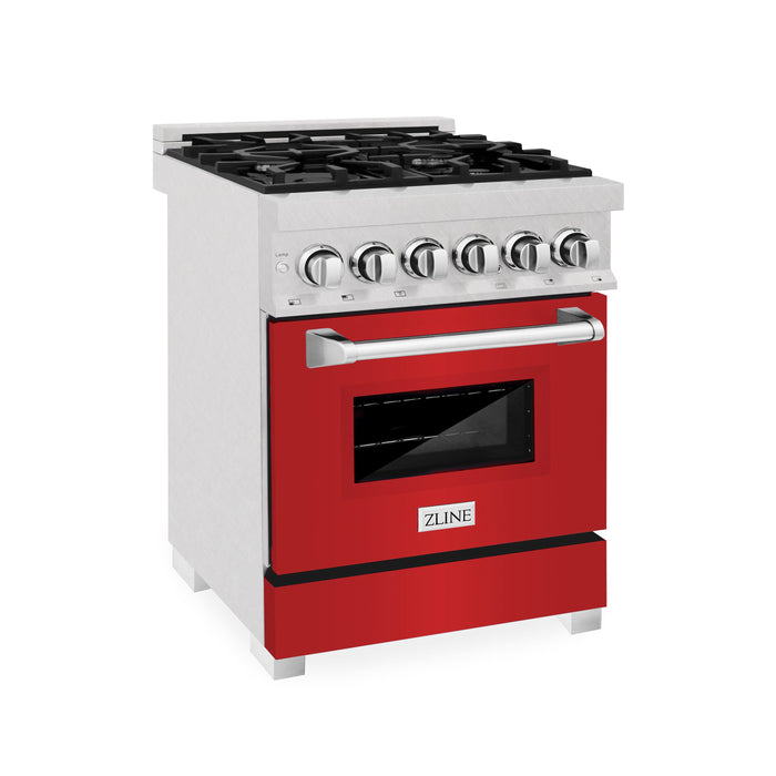 ZLINE 24 in. Professional Dual Fuel Range in Fingerprint Resistant Stainless Steel with Red Matte Door (RAS-RM-24)