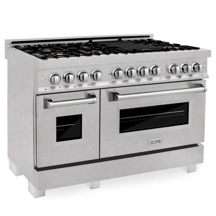 ZLINE 48 in. Fingerprint Resistant Stainless Steel 6.0 cu.ft. 7 Gas Burner/Electric Oven Range with Brass Burners (RAS-SN-BR-48)