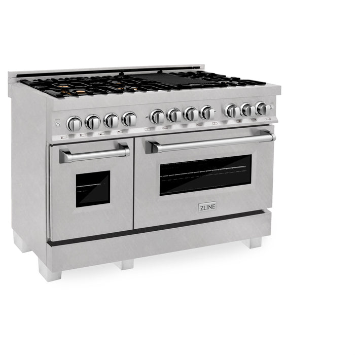 ZLINE 48 in. Fingerprint Resistant Stainless Steel 6.0 cu.ft. 7 Gas Burner/Electric Oven Range with Brass Burners (RAS-SN-BR-48)