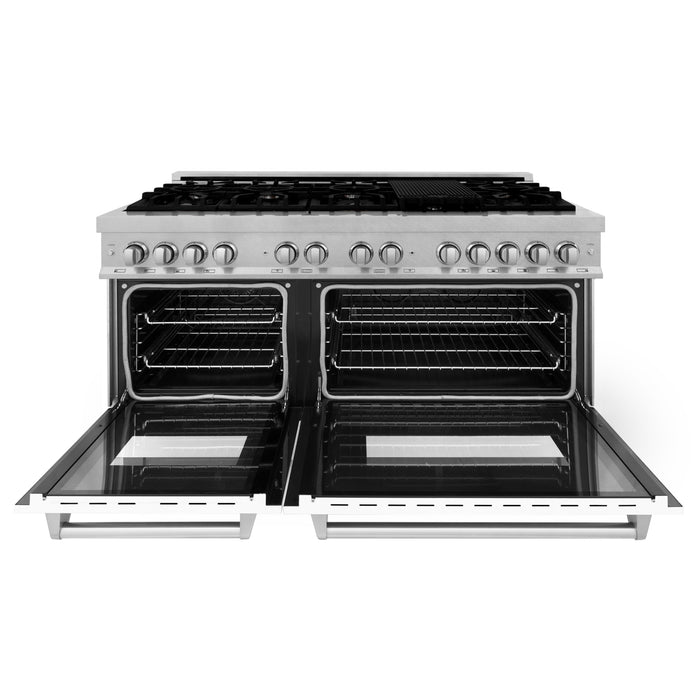 ZLINE 60 in. 7.4 cu. ft. Dual Fuel Range with Gas Stove and Electric Oven in Fingerprint Resistant Stainless Steel with White Matte Door (RAS-WM-60)