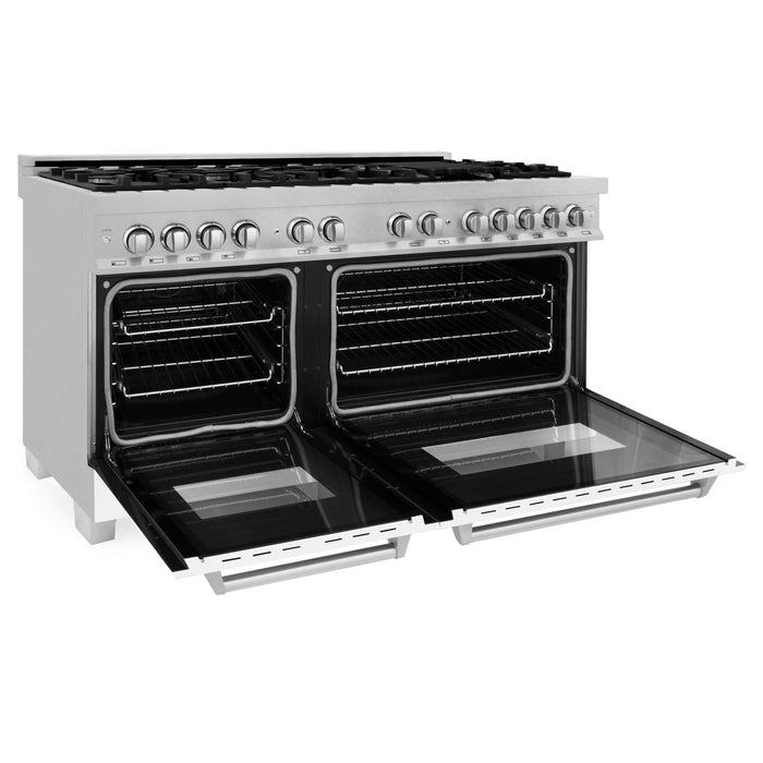 ZLINE 60 in. 7.4 cu. ft. Dual Fuel Range with Gas Stove and Electric Oven in Fingerprint Resistant Stainless Steel with White Matte Door (RAS-WM-60)