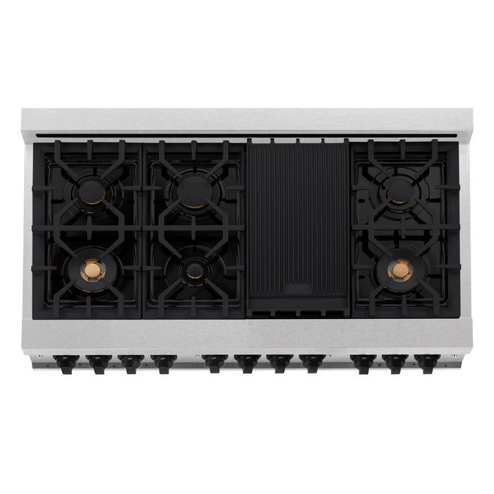 ZLINE Autograph Edition 48 in. 6.0 cu. ft. Dual Fuel Range with Gas Stove and Electric Oven in DuraSnow Stainless Steel with Matte Black Accents (RASZ-SN-48-MB)