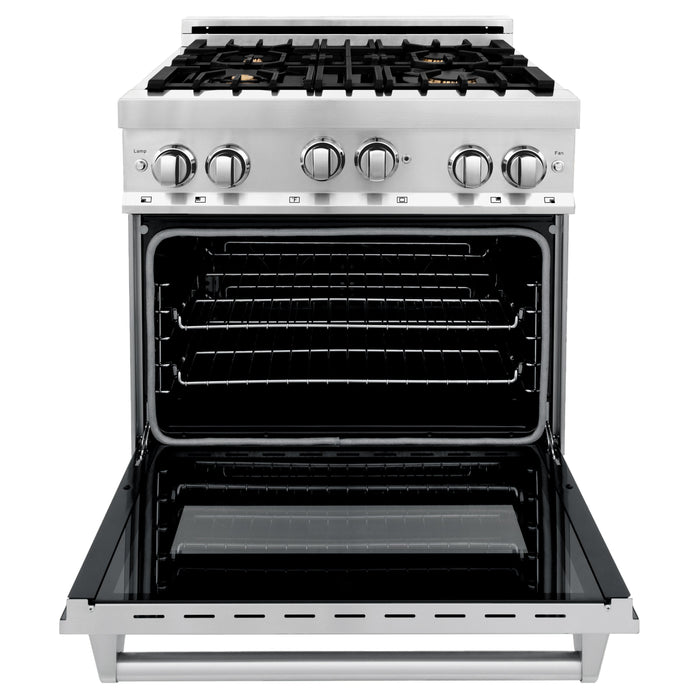 ZLINE 30 in. 4.0 cu. ft. Gas Oven and Gas Cooktop Range with Griddle and Brass Burners in Stainless Steel (RG-BR-GR-30)