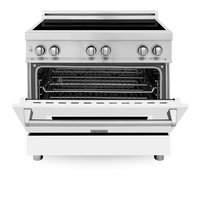 ZLINE 36 in. 4.6 cu. ft. Induction Range with a 4 Element Stove and Electric Oven with White Matte Door (RAIND-WM-36)