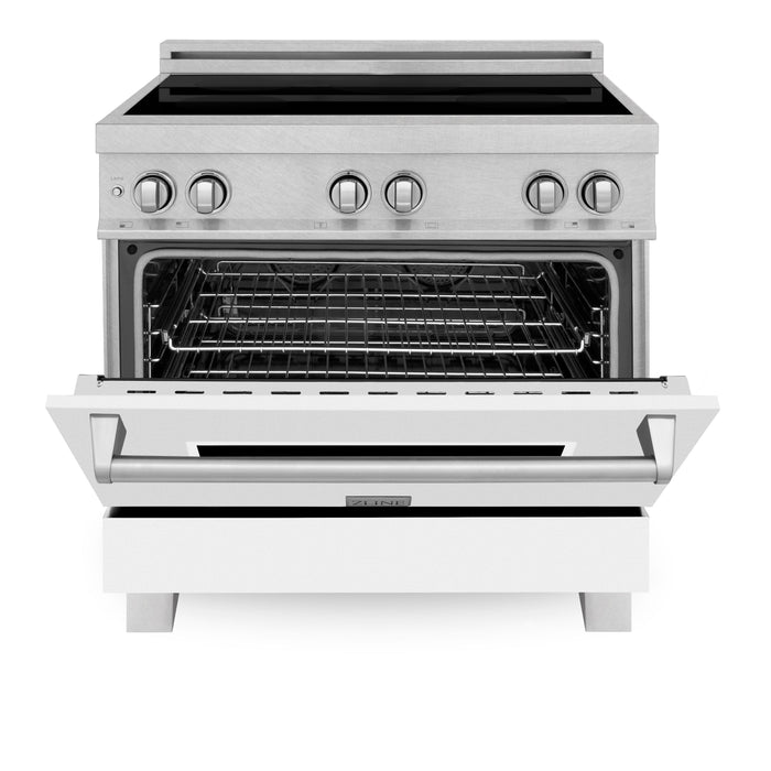 ZLINE 36 in. Induction Range in Fingerprint Resistant Stainless Steel with White Matte Door (RAINDS-WM-36)